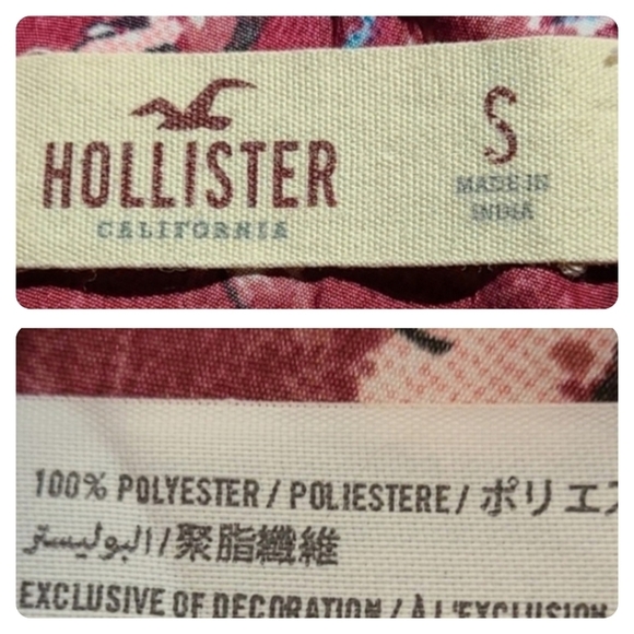 Hollister Floral Crisscross Front Floral Tank Top in Maroon, Size S - Picture 3 of 4